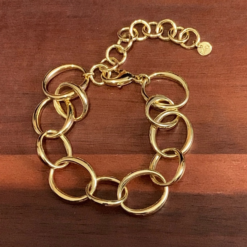 Bayou with love gold tone large oval chain bracelet